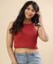 Bra Cut Rib Red Top